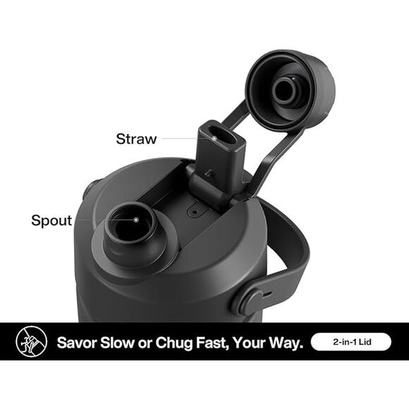 POWCAN 26 oz Insulated Water Bottle with 2-in-1 Straw and Spout Lid(Dark Knight) - Picture 3 of 6